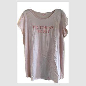NEW! VICTORIAS SECRET Sleep Night Shirt Gown Short Sleeve ~ Pale Pink ~ Size XL